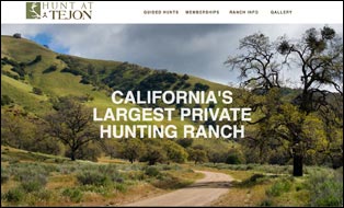 Hunt at Tejon Ranch website screenshot